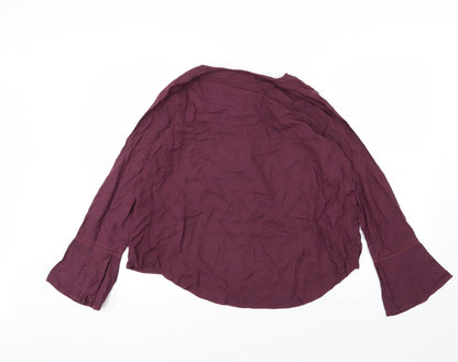 Back view of Nutmeg women’s purple basic blouse, size UK 10