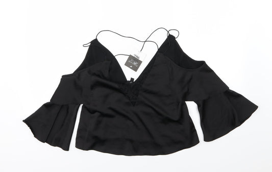 Topshop Womens Black   Cropped Blouse Size 4
