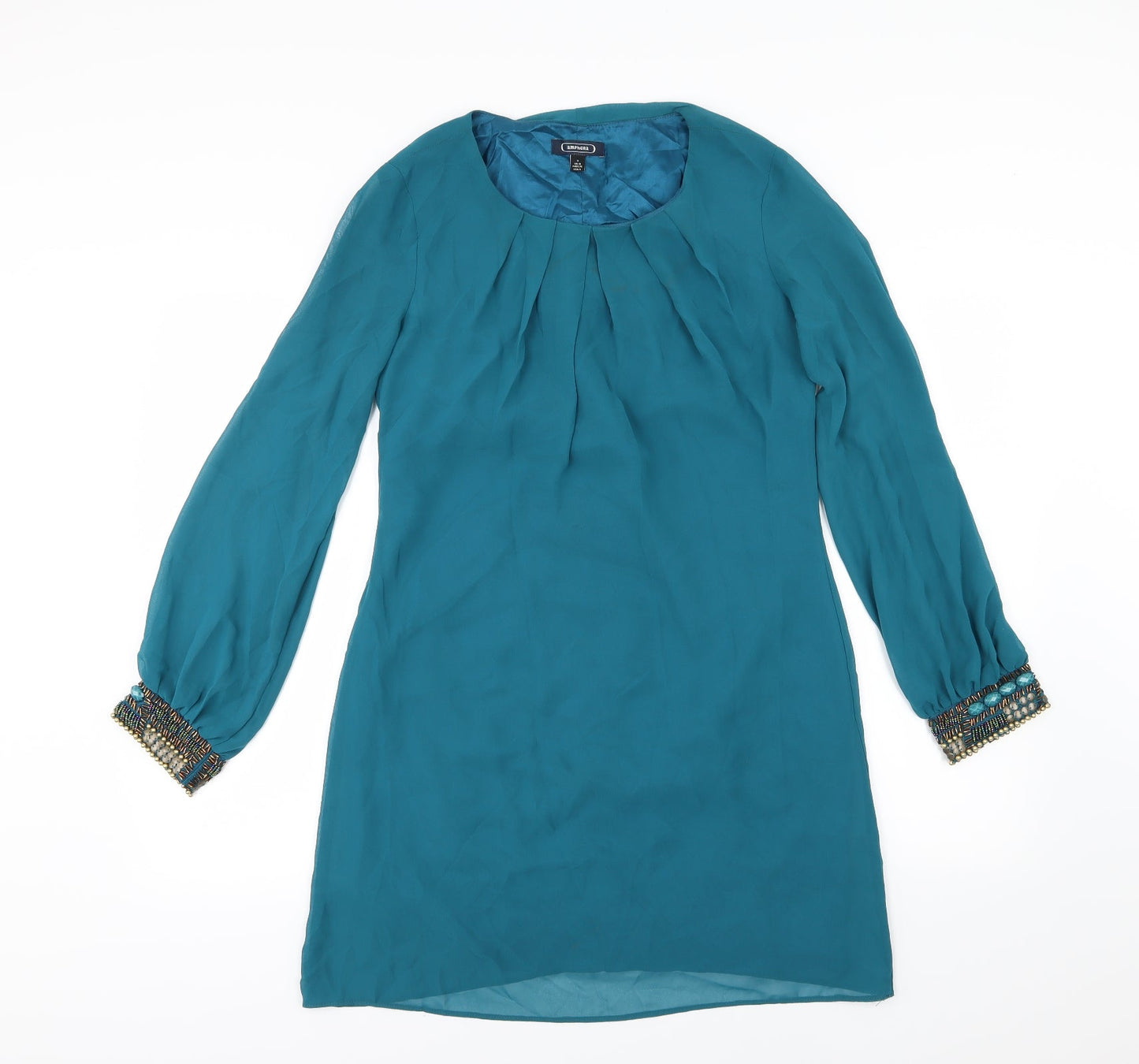 Amphora Womens Blue  Chiffon A-Line  Size 10