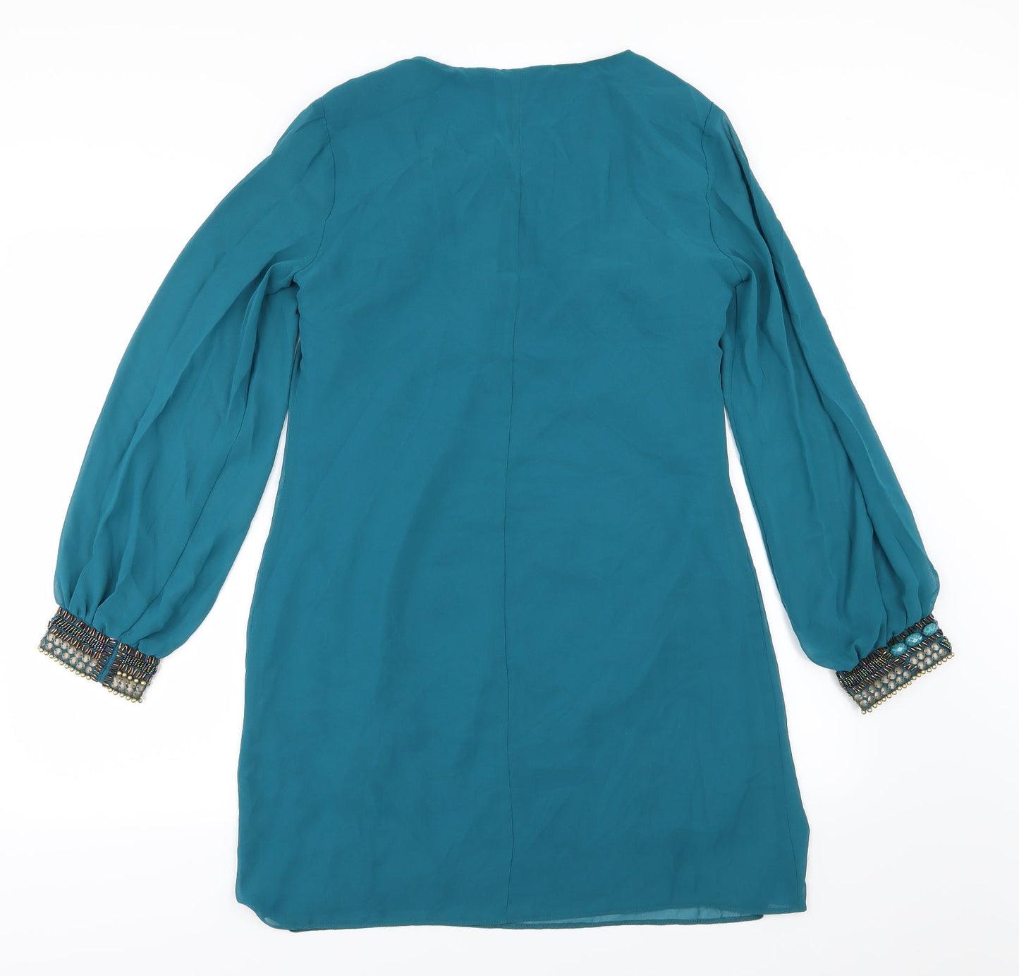 Amphora Womens Blue  Chiffon A-Line  Size 10
