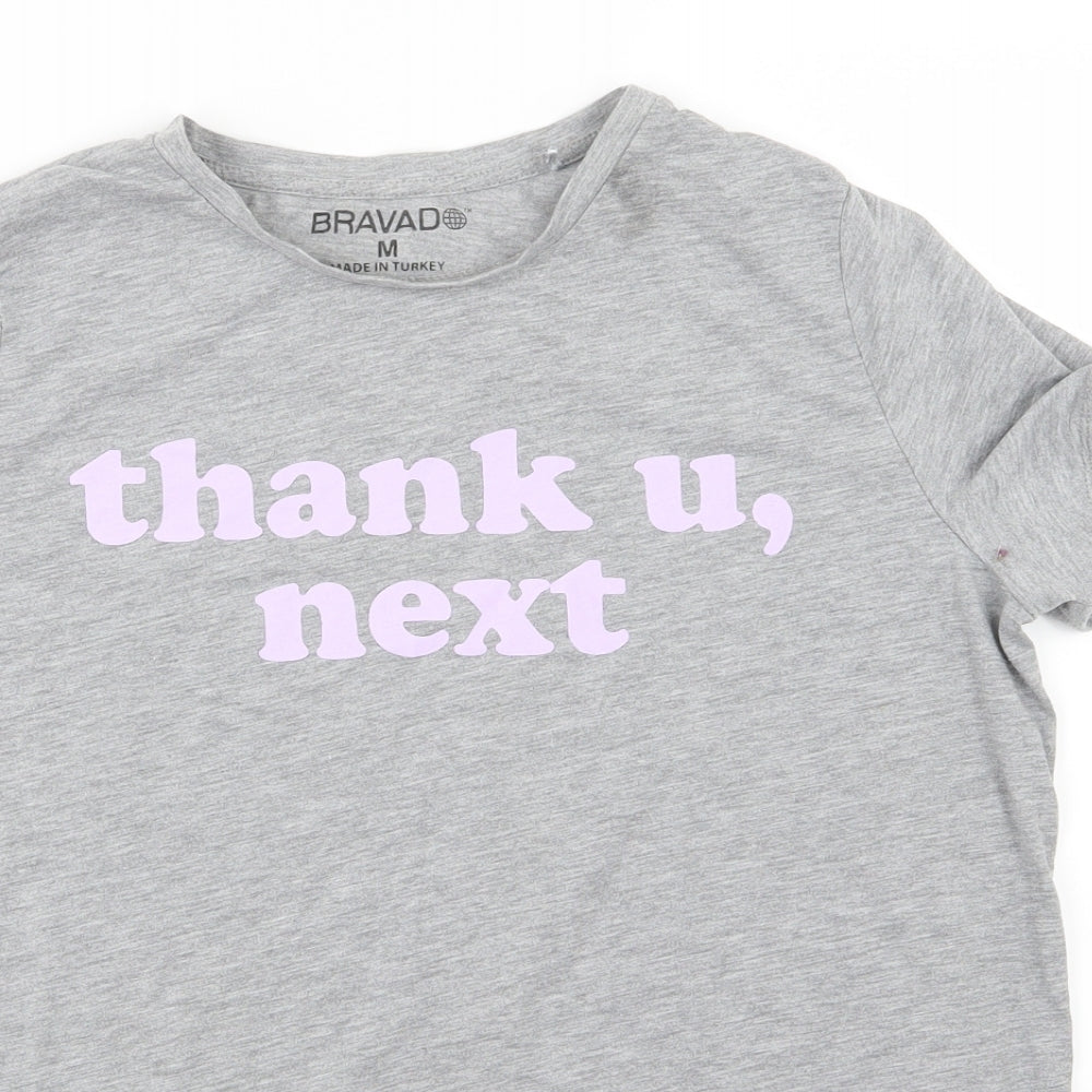 Bravado Womens Grey  Jersey Basic T-Shirt Size M  - Thank U, next