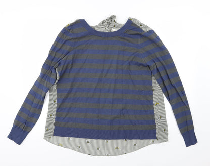 Additional front view of Next women’s multicoloured striped knit jumper, size UK 14