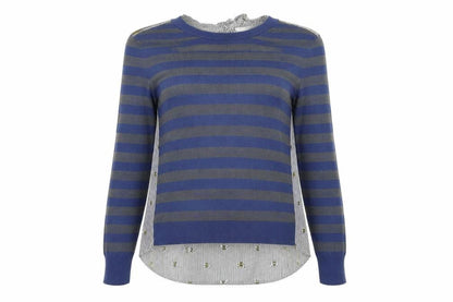 Front view of Next women’s multicoloured striped knit jumper, size UK 14