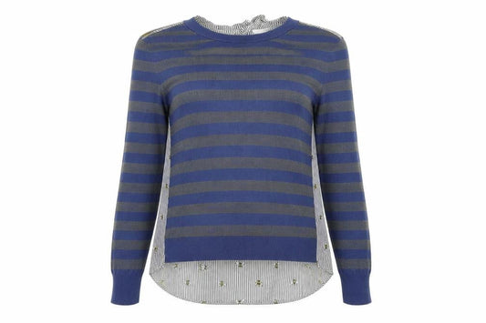 Front view of Next women’s multicoloured striped knit jumper, size UK 14