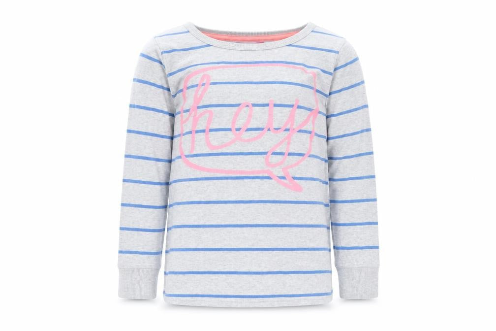 NEXT Girls Grey Striped Jersey Pullover Sweatshirt Size 8 Years  - Hey