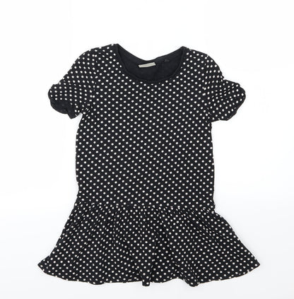 Additional front view of Next girls’ black jersey basic t-shirt, size 9, years - star print