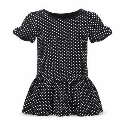 Front view of Next girls’ black jersey basic t-shirt, size 9, years - star print