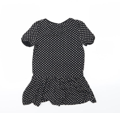 Back view of Next girls’ black jersey basic t-shirt, size 9, years - star print