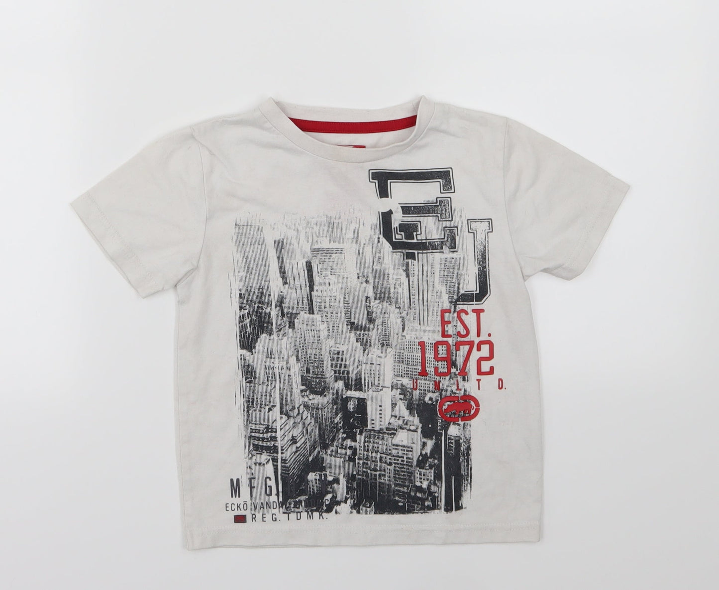 Ecko Unltd. Boys White  Jersey Basic T-Shirt Size 4-5 Years