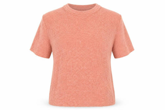 Front view of Zara women’s orange basic t-shirt, size M