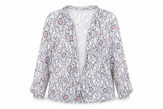 New Look Womens White Floral  Kimono Blouse Size 8  - Edge to Edge
