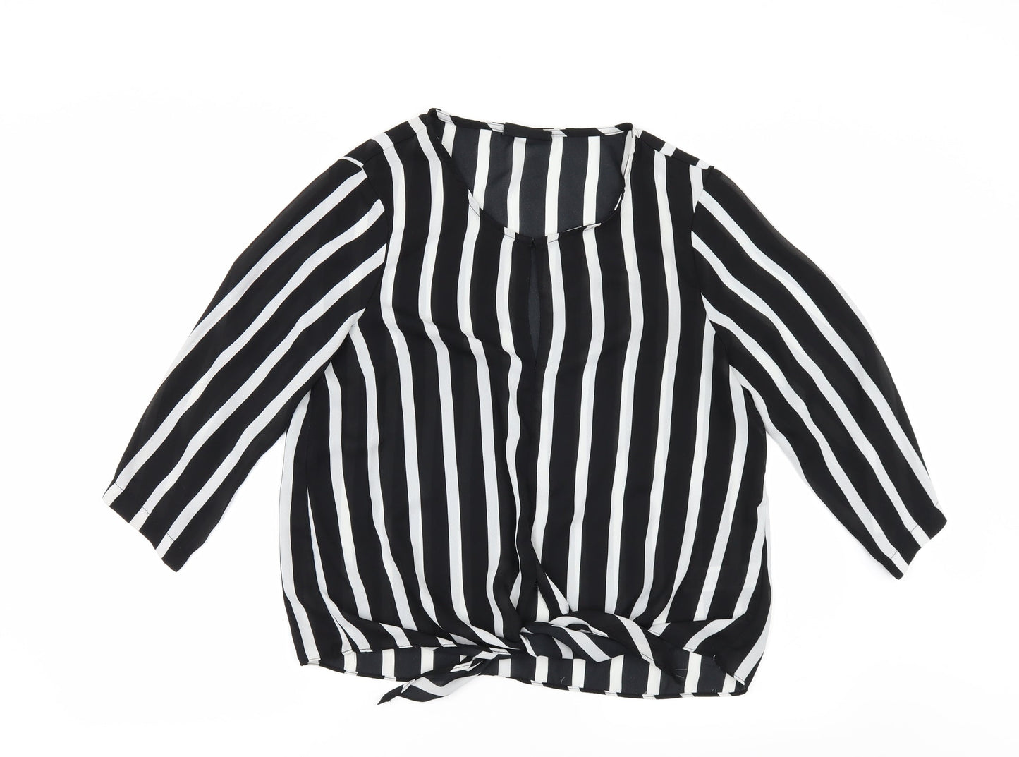 Wallis Womens Black Striped  Basic Blouse Size 12