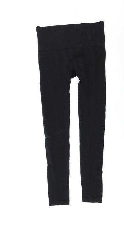 Additional front view of WorkOut women’s black compression leggings, size S, 27-inch leg
