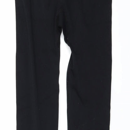 Brand and care label for WorkOut women’s black compression leggings, size S, 27-inch leg