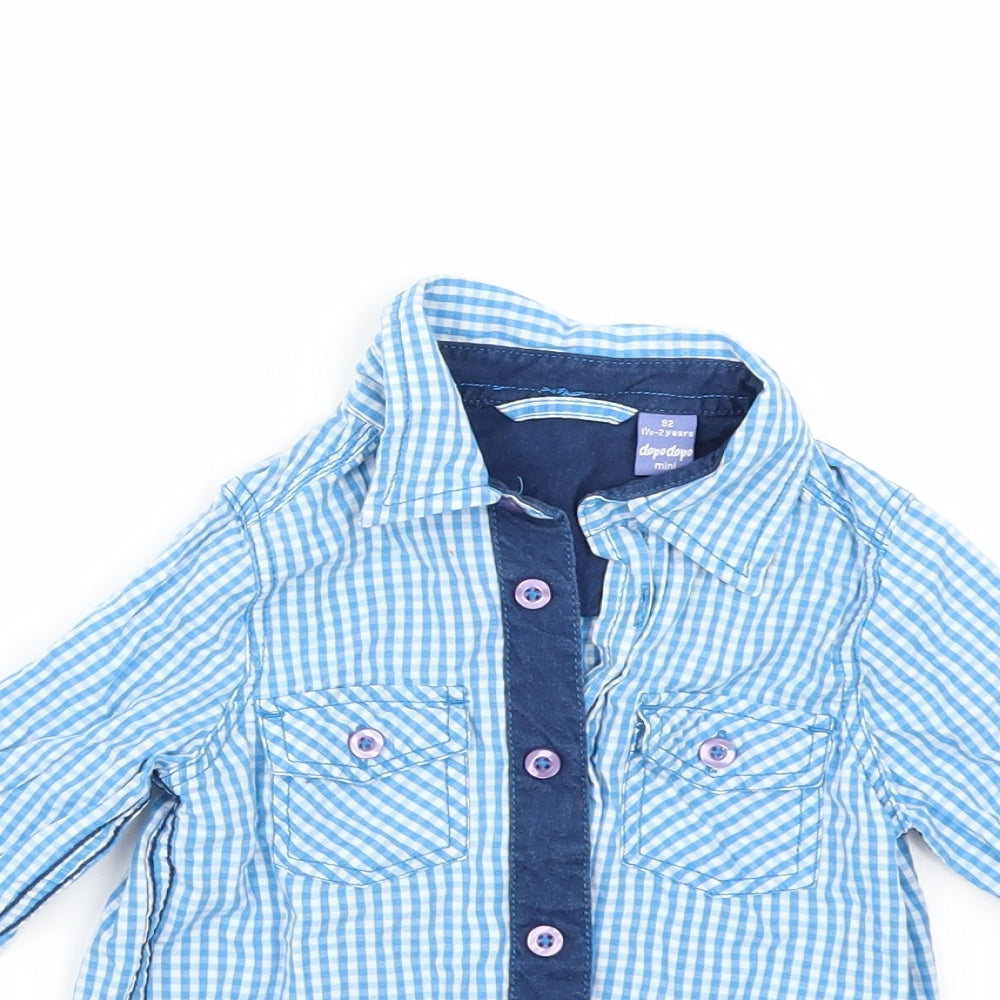 Dopo Dopo Baby Blue Check  Basic Button-Up Size 18-24 Months