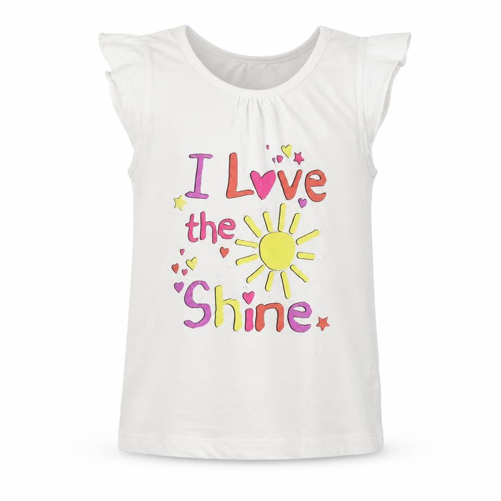 Young Dimension Girls White  Jersey Basic T-Shirt Size 7-8 Years  - I love Sunshine