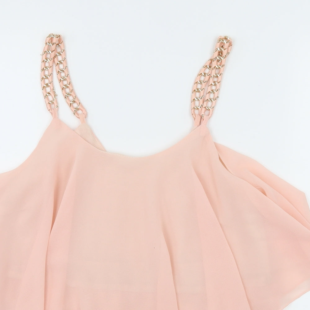 Preworn Womens Pink  Chiffon Camisole Tank Size S