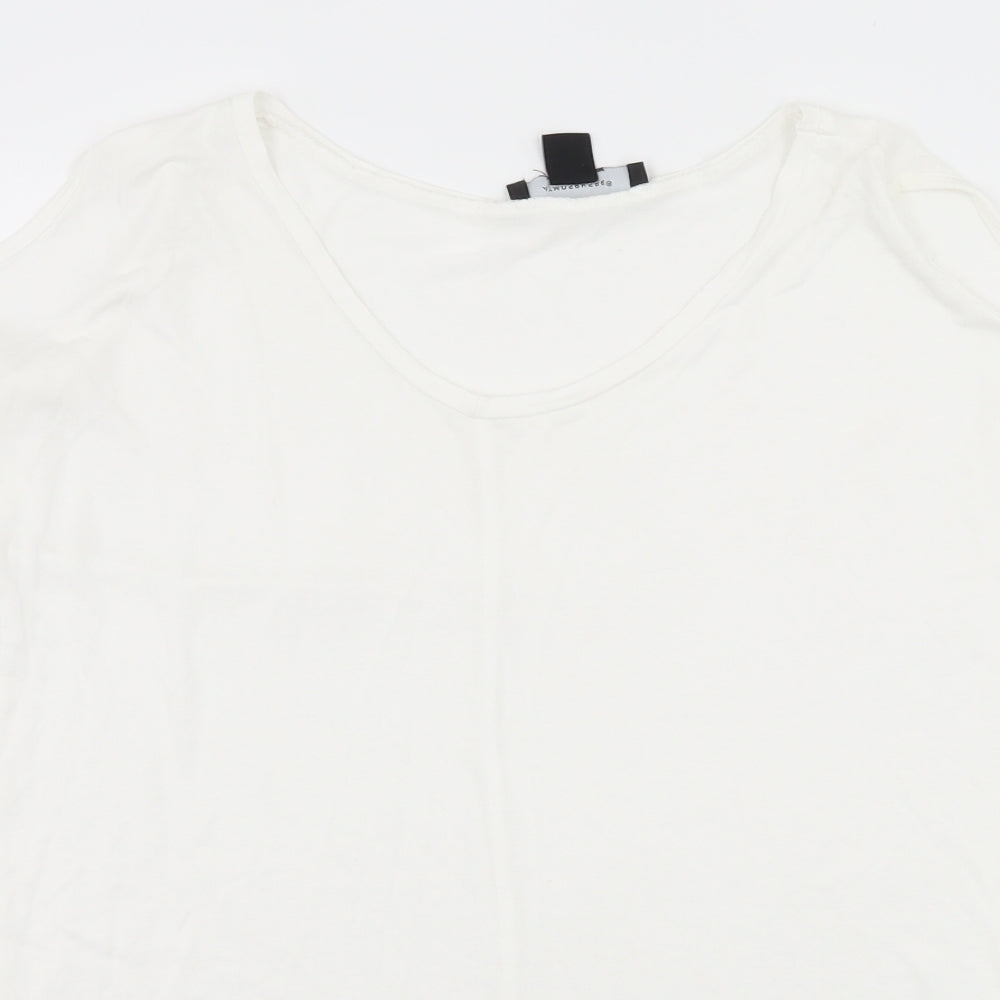 Atmosphere Womens White  Jersey Basic T-Shirt Size 6  - Cut Out Shoulder