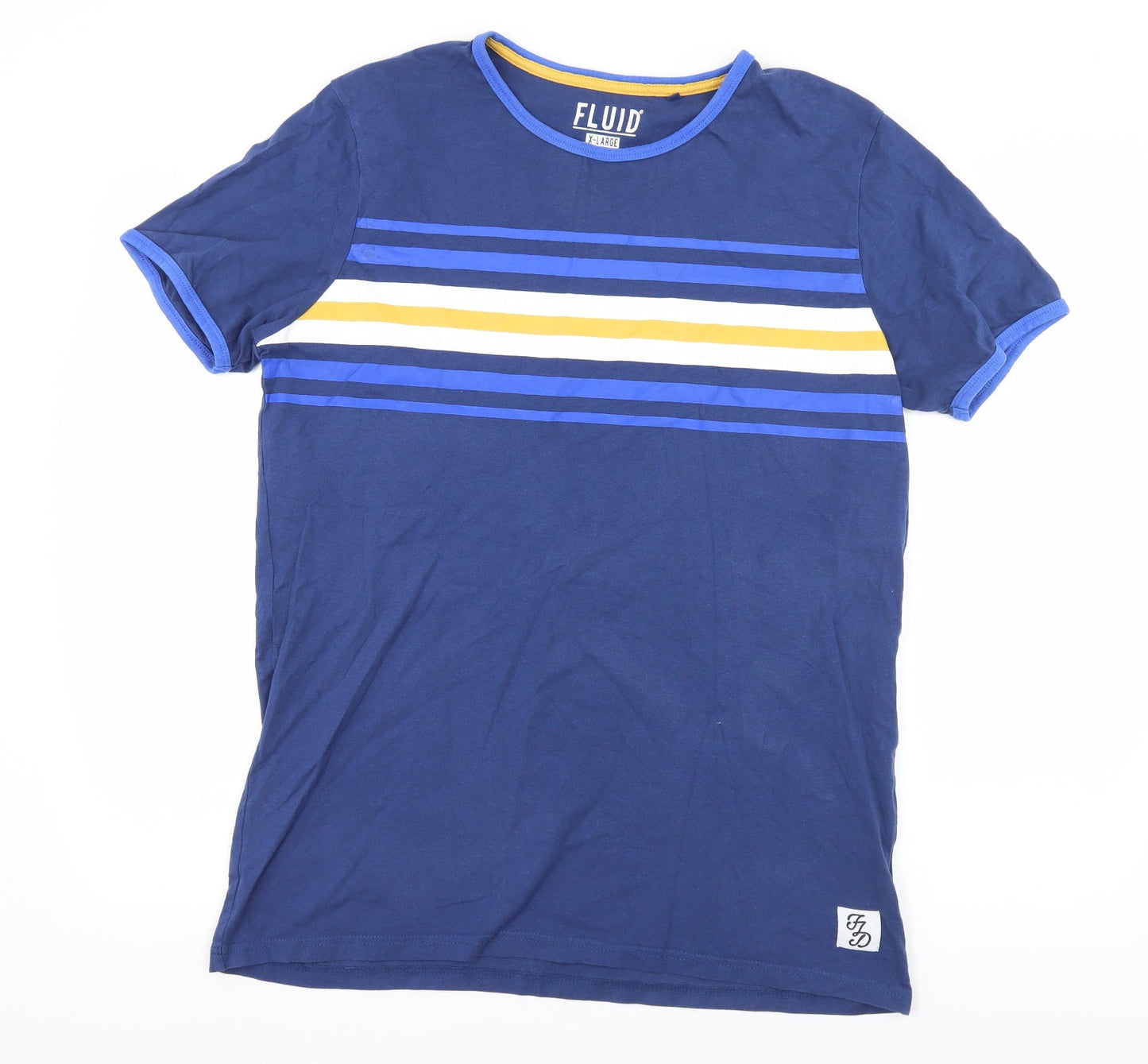 Fluid Mens Blue Striped Jersey  T-Shirt Size XL