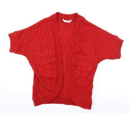 Front view of Editions women’s red cardigan jumper, size S