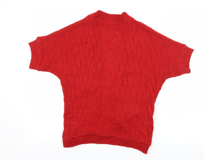 Back view of Editions women’s red cardigan jumper, size S