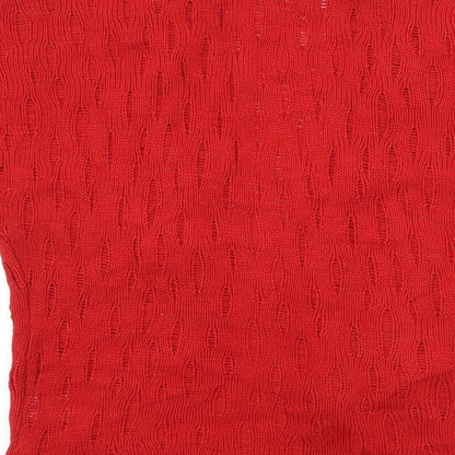 Brand and care label for Editions women’s red cardigan jumper, size S