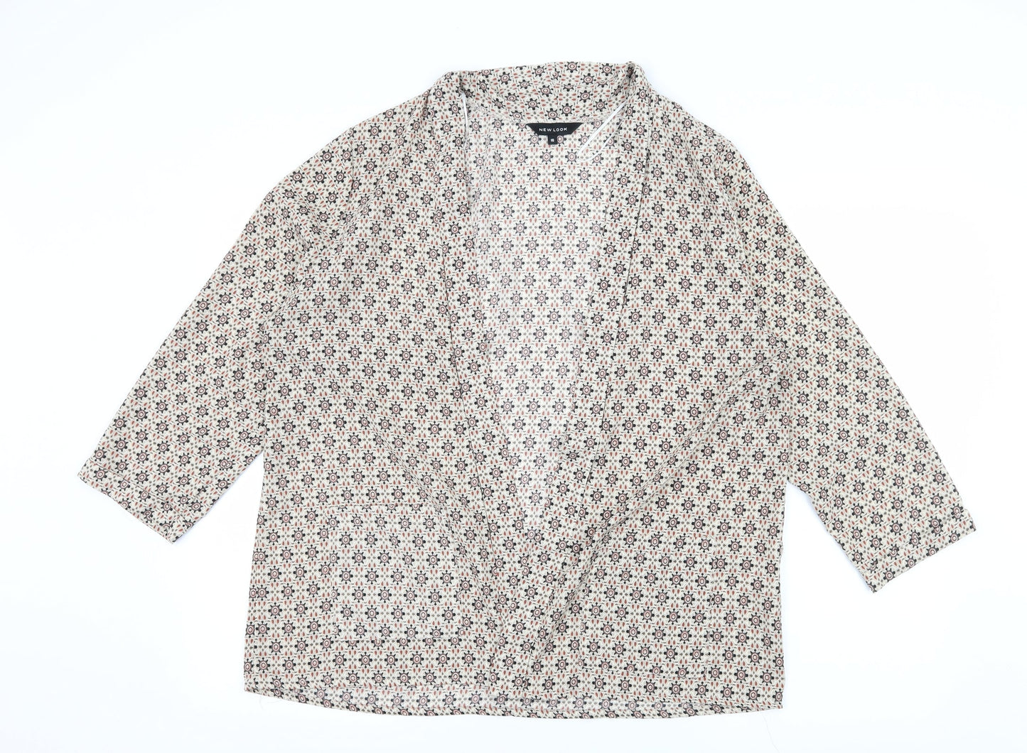 New Look Womens Ivory Geometric  Basic Blouse Size 16
