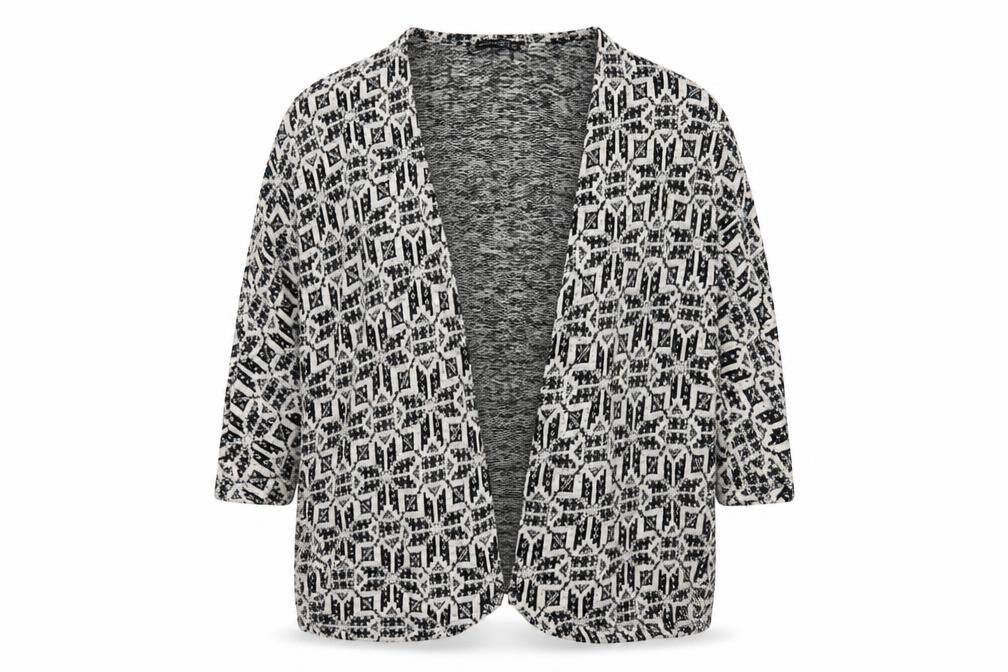 Atmosphere Womens Beige Geometric  Cardigan Jumper Size M
