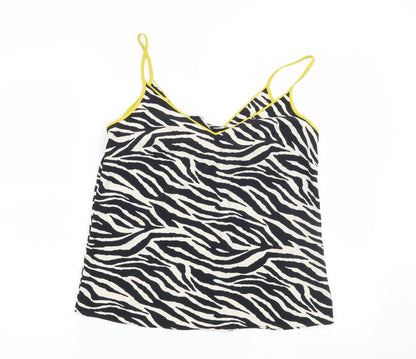 Additional front view of F&F women’s black animal print basic blouse, size UK 8