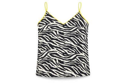 Front view of F&F women’s black animal print basic blouse, size UK 8