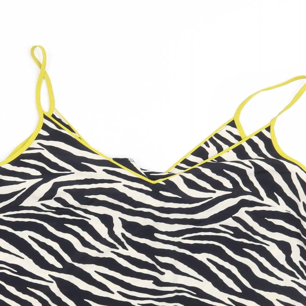 F&F Womens Black Animal Print  Basic Blouse Size 8