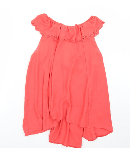 Additional front view of Miss Selfridge women’s pink basic blouse, size UK 12