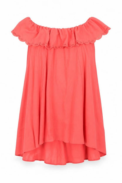 Front view of Miss Selfridge women’s pink basic blouse, size UK 12