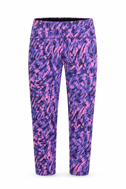 Front view of Tuff Athletics women’s purple bloomer trousers, size XS, 24-inch leg