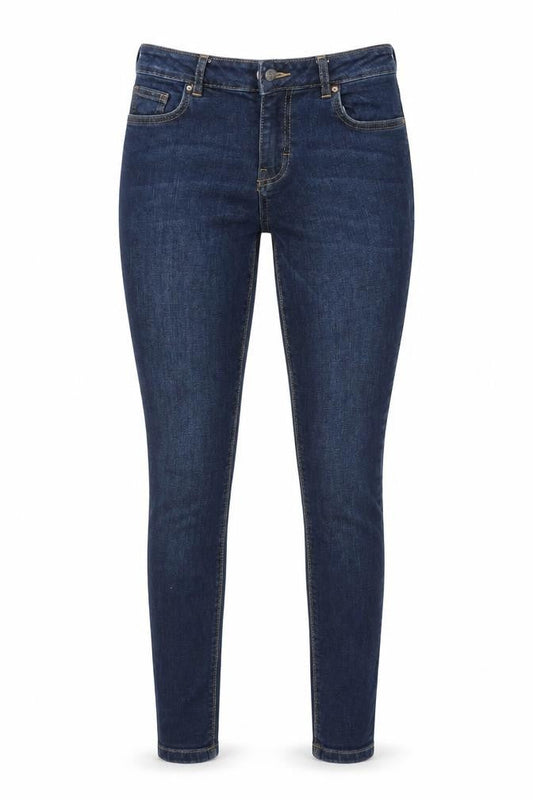 Front view of Denim & Co. women’s blue skinny jeans, size UK 8, 28-inch leg