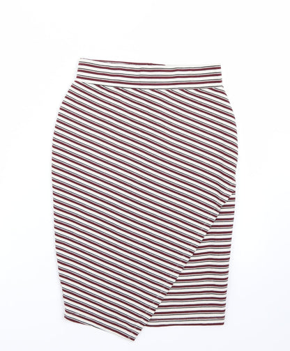 Front view of Primark women’s purple striped a-line skirt, size UK 8