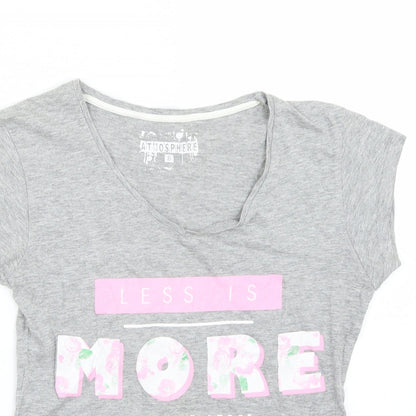 Close-up detail of Primark women’s grey basic t-shirt, size UK 8