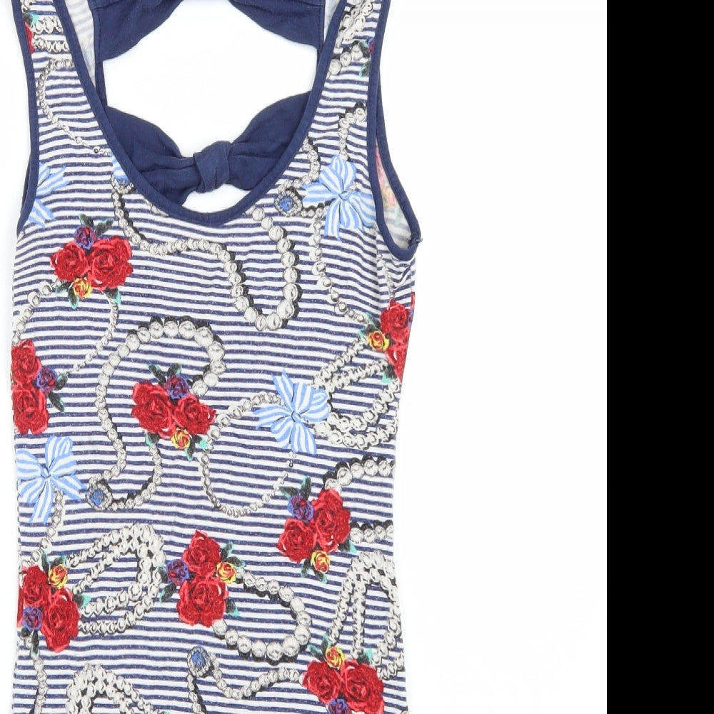 Newlook Womens Blue Striped  Basic T-Shirt Size 8