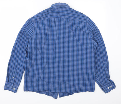 Back view of George men’s blue check button-up, size L