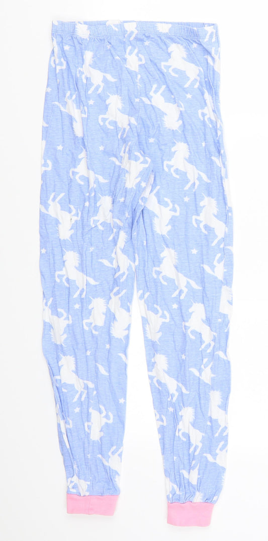 Preworn Girls Blue Animal Print  Sweatpants Trousers Size 12-13 Years - Unicorns Loungewear
