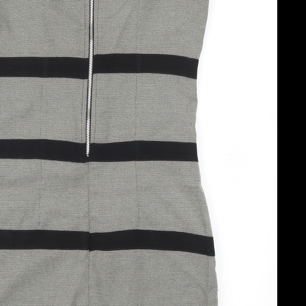 Ad Lib Womens Grey Striped  Mini  Size 12