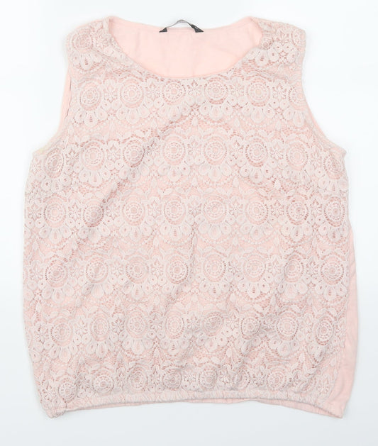 Bonmarché Womens Pink  Lace Basic Tank Size 16