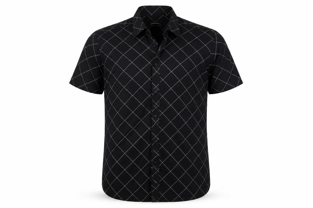 Cedarwood State Mens Black Check Button-Up Size L