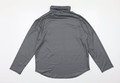 Back view of Preworn women’s black check basic blouse, size XL