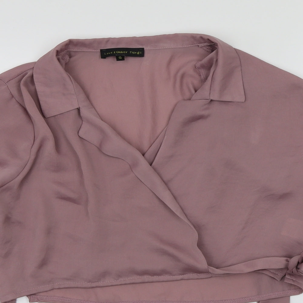 Love & Other Things Womens Pink   Cropped Blouse Size S