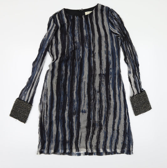 River Island Womens Blue Geometric Chiffon Shift  Size 8