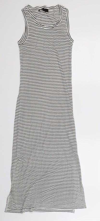 Additional front view of Atmosphere women’s white striped tank dress, size UK 4