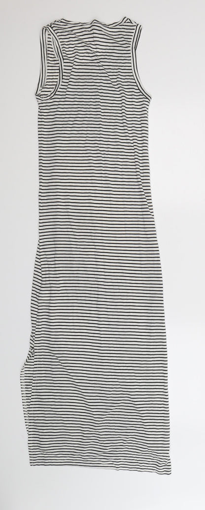 Back view of Atmosphere women’s white striped tank dress, size UK 4