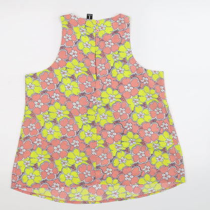 Back view of Izabel women’s multicoloured floral basic tank, size UK 12