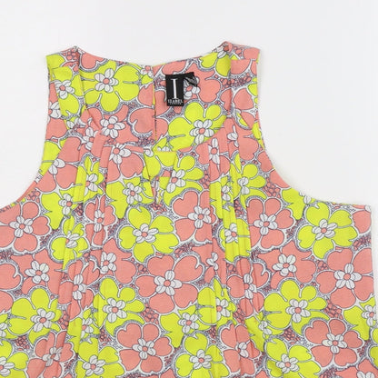 Close-up detail of Izabel women’s multicoloured floral basic tank, size UK 12